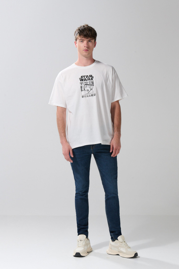 Camiseta oversize de Star Wars crema con manga corta
