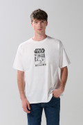 Camiseta oversize de Star Wars crema con manga corta
