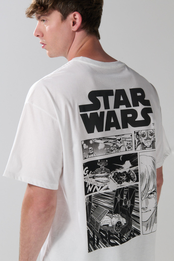 Camiseta oversize de Star Wars crema con manga corta

