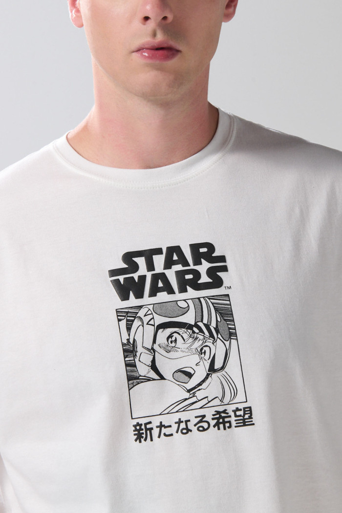 Camiseta oversize de Star Wars crema con manga corta
