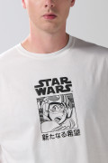Camiseta oversize de Star Wars crema con manga corta
