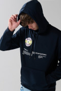 Buzo azul oversize con capota y diseños de disco