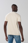 Camiseta college kaki con contrastes y manga corta
