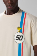 Camiseta kaki manga corta con diseño de Snoopy