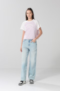 Camiseta college lila clara con manga ranglan corta