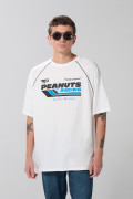 Camiseta de Snoopy oversize crema con manga ranglan corta