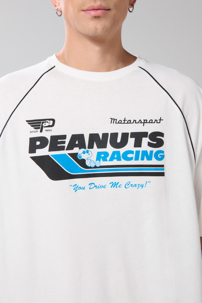 Camiseta de Snoopy oversize crema con manga ranglan corta