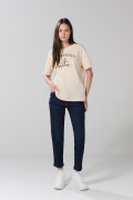 Camiseta kaki clara college manga corta en algodón
