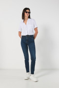 Jean jegging ceñido azul oscuro con bolsillos y tiro alto