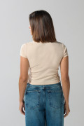 Camiseta en rib de Plaza Sésamo kaki manga corta