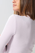 Camiseta lila clara en rib ajustada con manga larga