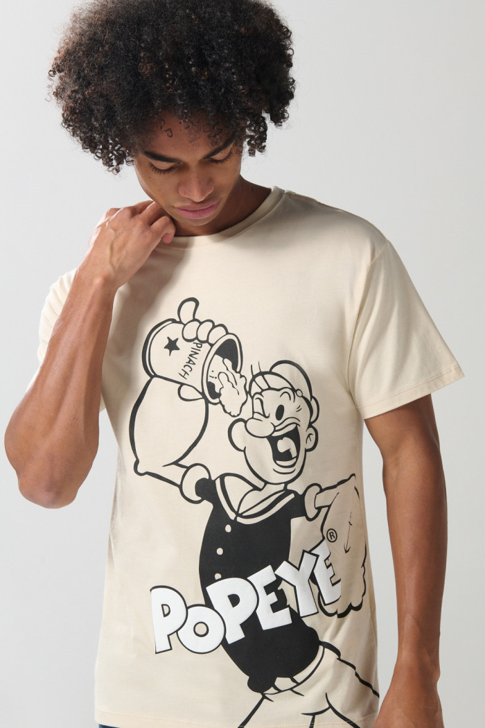 Camiseta manga corta kaki en algodón de Popeye
