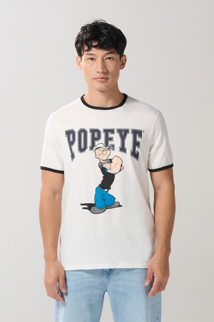 Camiseta crema manga corta de Popeye con contrastes