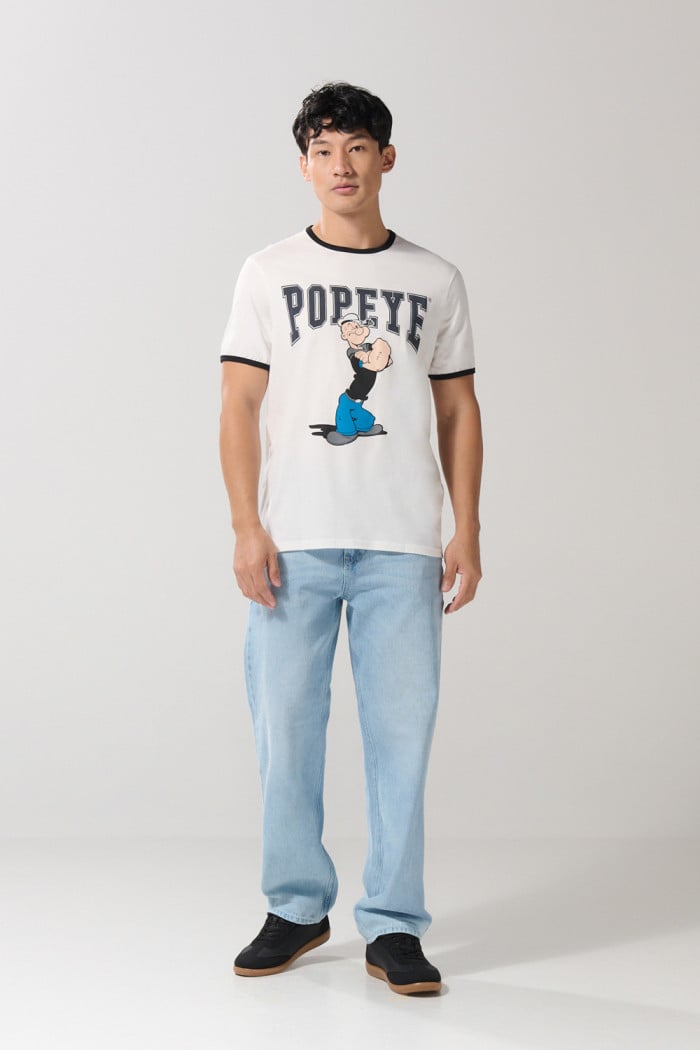 Camiseta crema manga corta de Popeye con contrastes