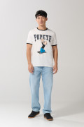Camiseta crema manga corta de Popeye con contrastes