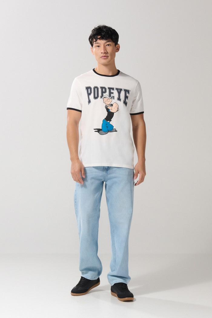 Camiseta crema manga corta de Popeye con contrastes