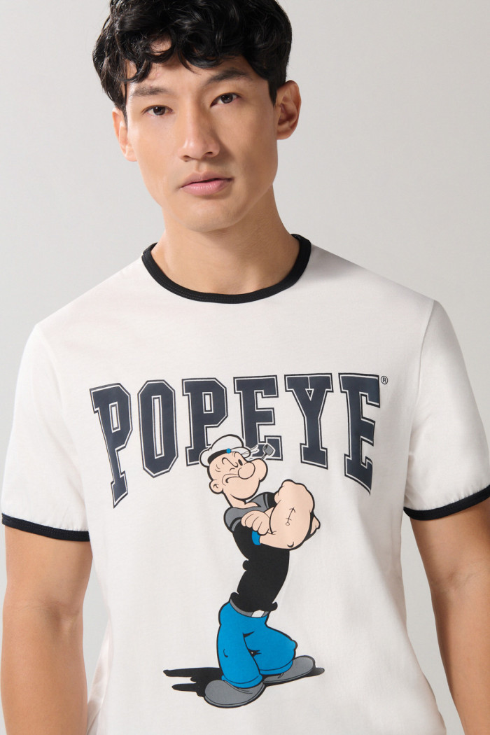 Camiseta crema manga corta de Popeye con contrastes