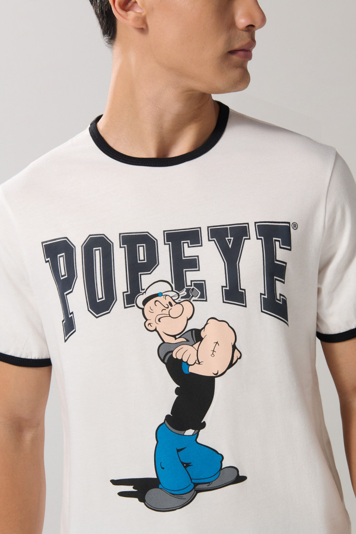 Camiseta crema manga corta de Popeye con contrastes
