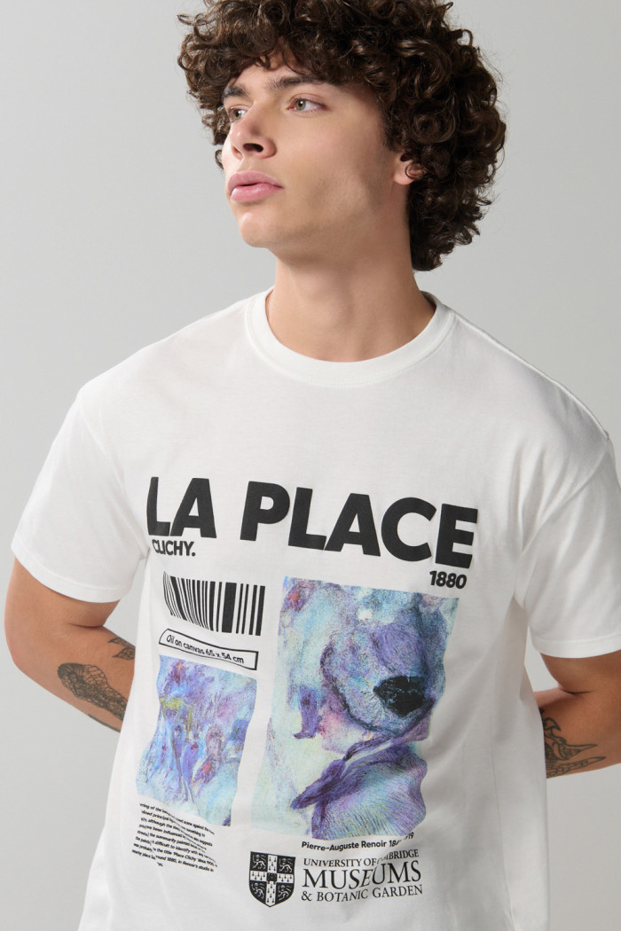 Camiseta con diseño artístico de Cambridge crema manga corta
