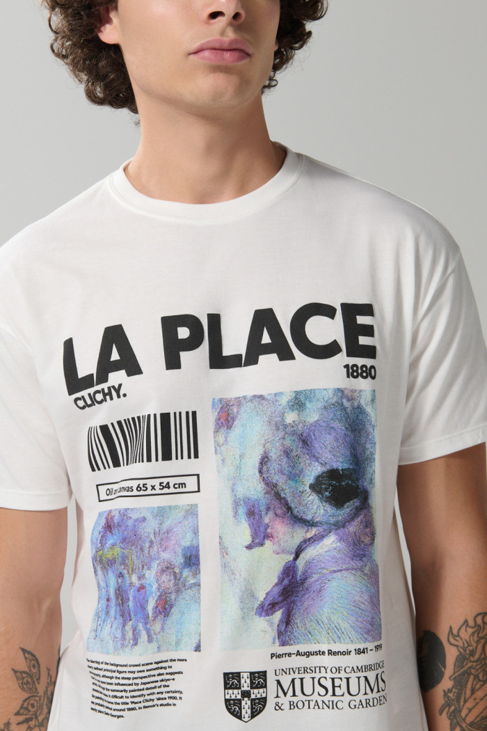 Camiseta con diseño artístico de Cambridge crema manga corta
