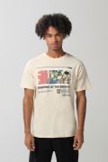 Camiseta kaki manga corta con diseño artístico de Cambridge
