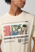 Camiseta kaki manga corta con diseño artístico de Cambridge
