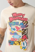 Camiseta kaki clara del Pájaro Loco con cuello redondo
