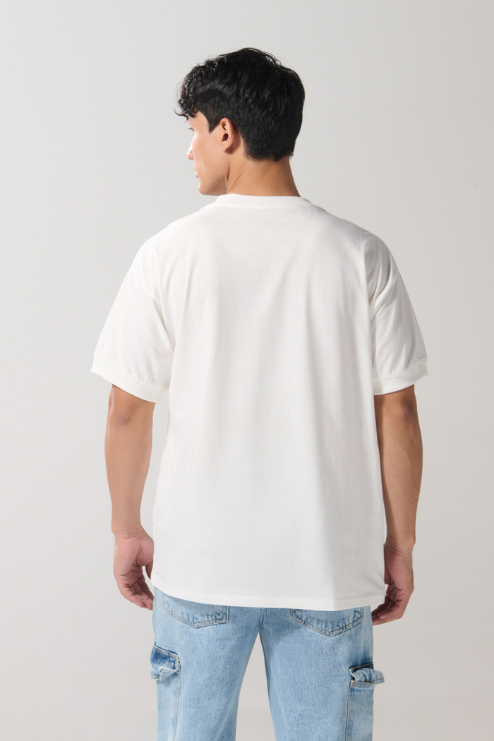 Camiseta unicolor oversize manga corta en algodón