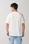 Camiseta unicolor oversize manga corta en algodón