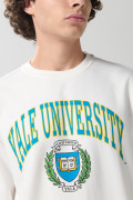 Buzo crema claro cuello redondo con arte de Yale