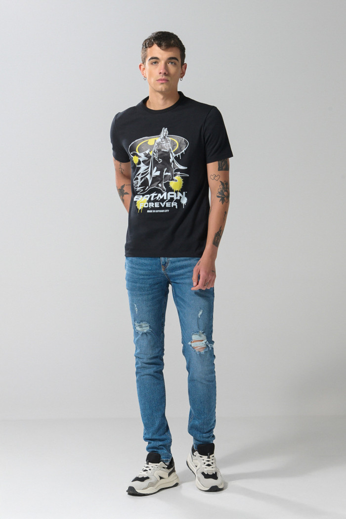 Camiseta manga corta negra con estampado de Batman