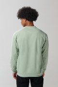 Buzo cuello redondo verde claro con diseño college
