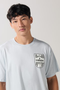 Camiseta azul clara college oversize con cuello redondo