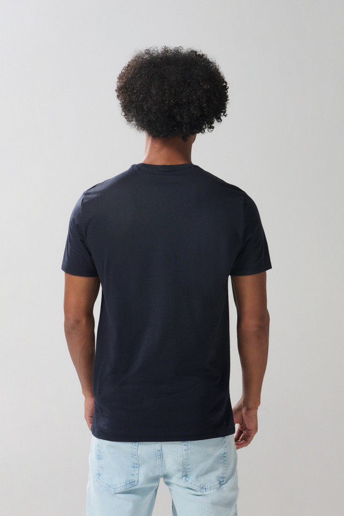 Camiseta manga corta azul intensa en algodón