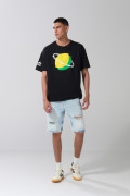 Camiseta negra oversize manga corta con arte de Sprite
