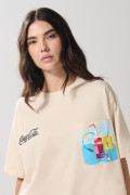 Camiseta oversize kaki de Coca-Cola manga corta