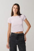 Camiseta en rib lila manga corta con diseño de Harvard