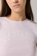 Camiseta en rib lila manga corta con diseño de Harvard
