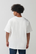 Camiseta manga corta crema oversize con diseño de Goofy
