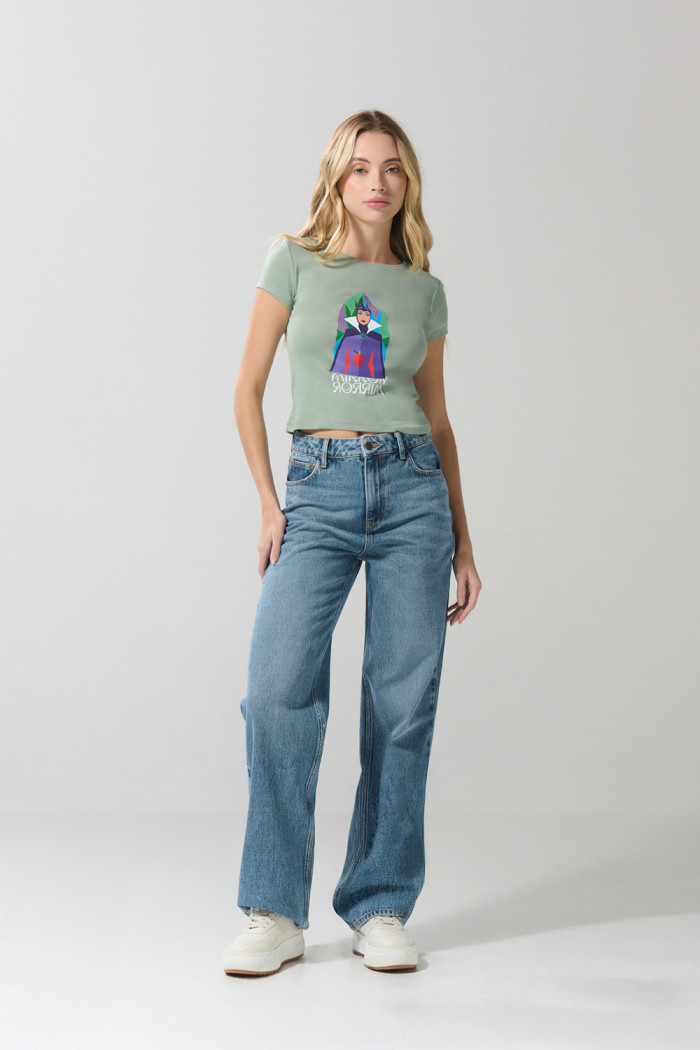 Camiseta en rib verde clara manga corta de la Reina Malvada