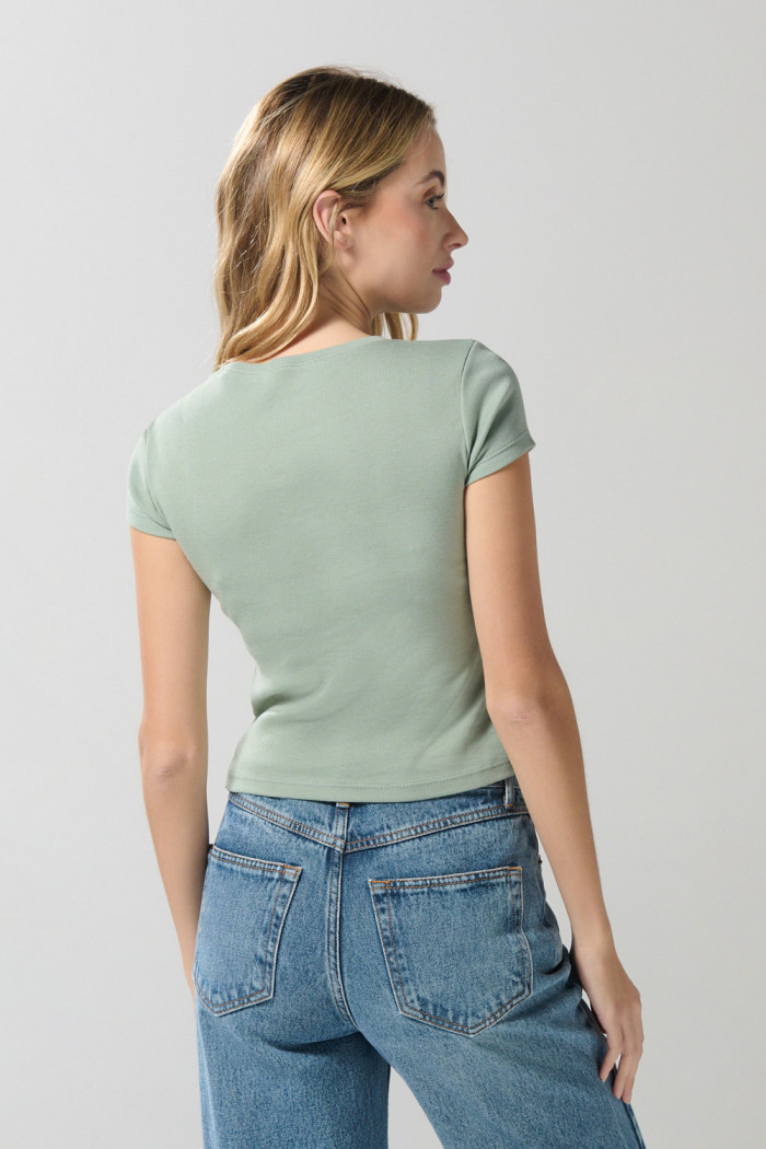 Camiseta en rib verde clara manga corta de la Reina Malvada