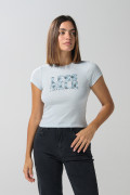 Camiseta unicolor manga corta con texto en frente