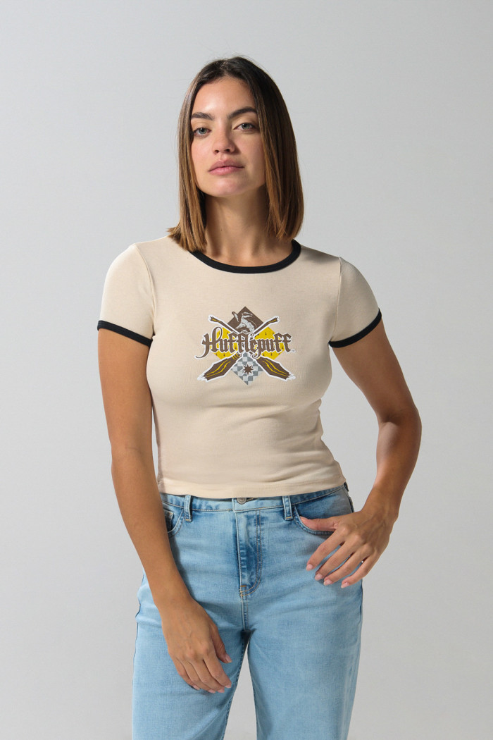 Camiseta de Harry Potter en rib kaki con manga corta
