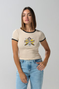 Camiseta de Harry Potter en rib kaki con manga corta