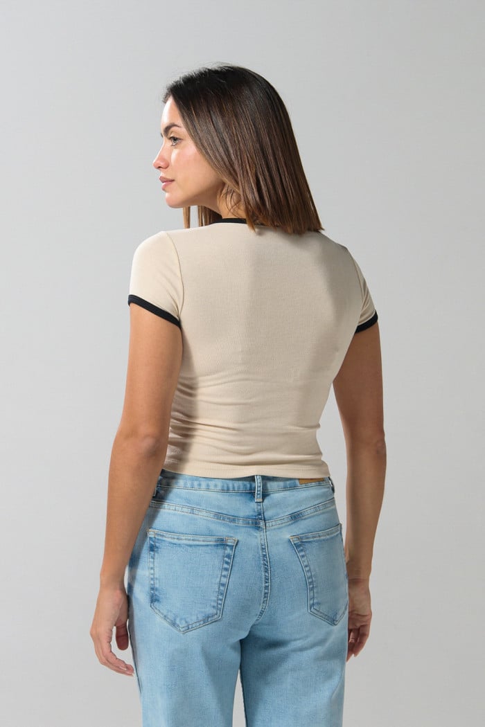 Camiseta de Harry Potter en rib kaki con manga corta