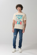 Camiseta de Los Picapiedra manga corta kaki clara 
