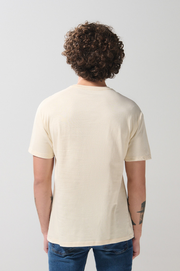 Camiseta de Los Picapiedra manga corta kaki clara 
