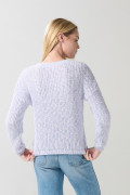 Suéter cuello redondo lila claro con trenza centrada