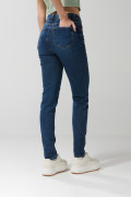 Jean azul oscuro jegging con rotos y tiro súper alto
