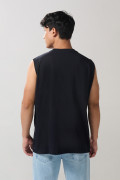 Camiseta oversize manga sisa azul con estampado college